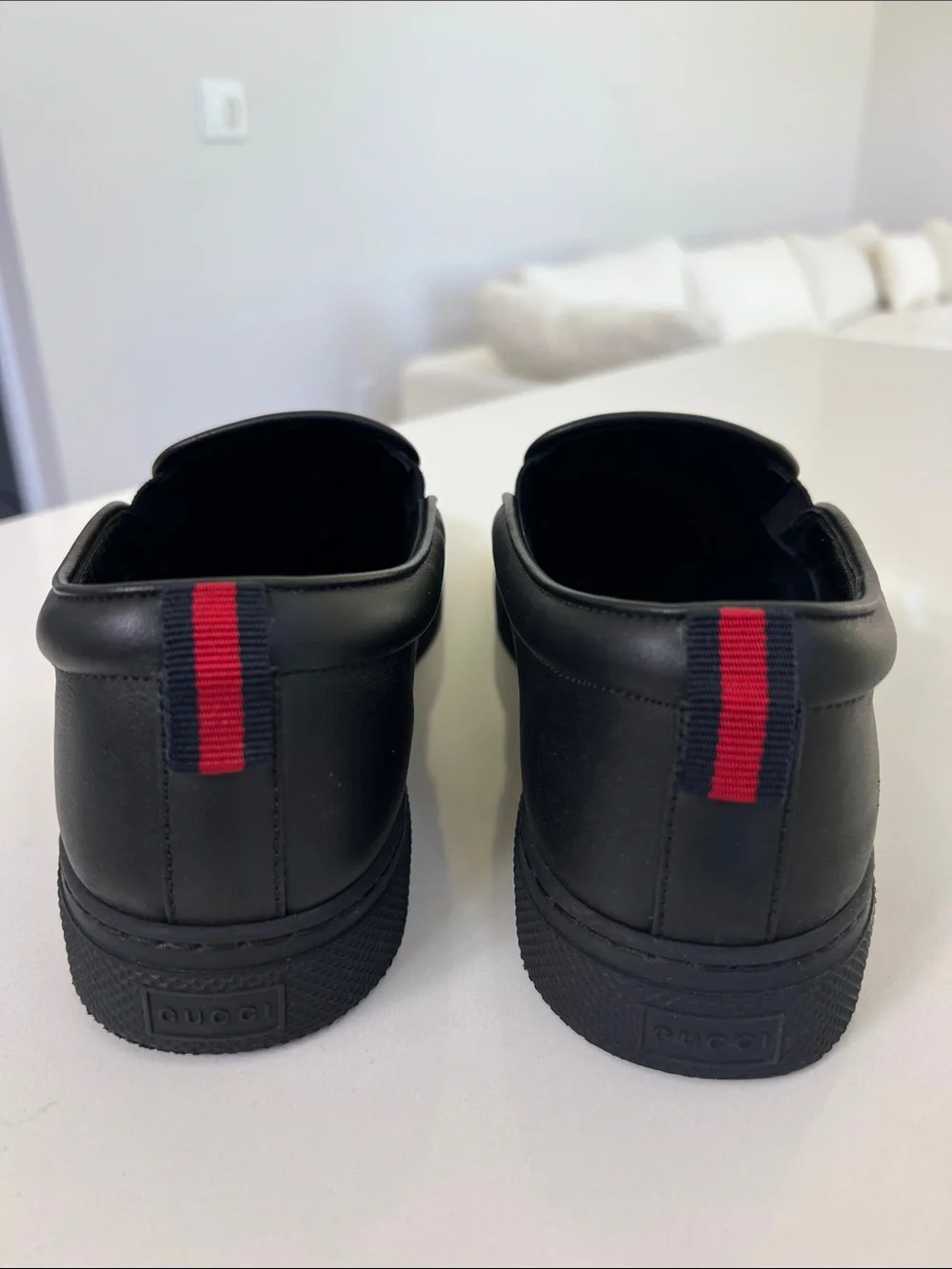 Gucci dublin GG logo supreme slip on sneakers shoes gray and black 36.5